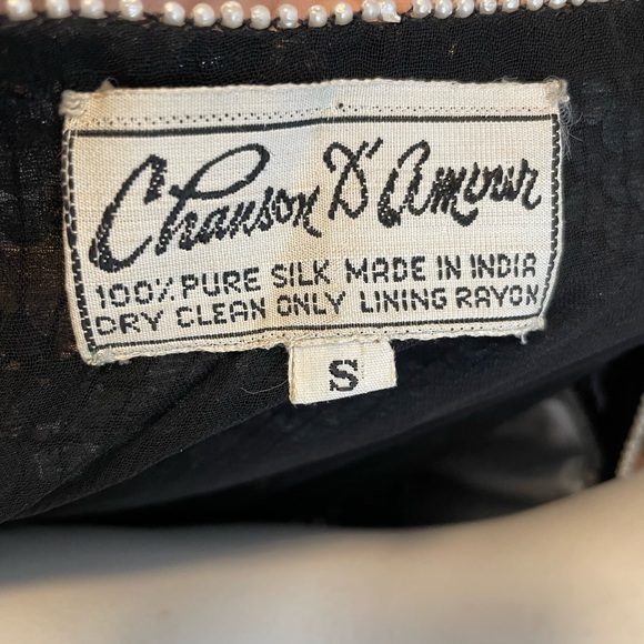 New designer Silver metallic sequins beaded silk blouse short-sleeve top Vintage - Picture 3 of 12